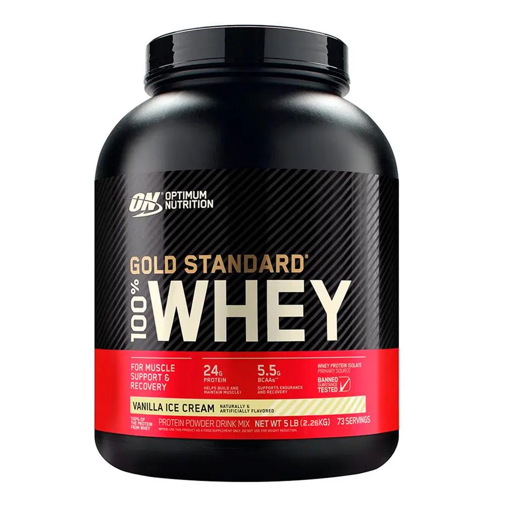 Optimum Gold Standard 100% Whey - Vanilla Ice Cream - 5 lbs.