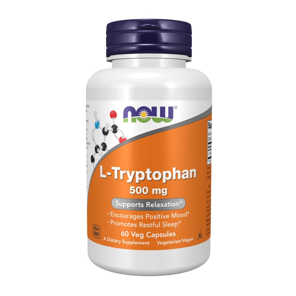 Now - L-Trytophan 500 mg - Unflavored - 60 Veg Capsules