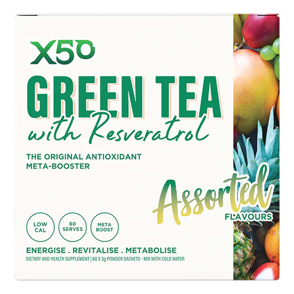 X50 - Green Tea + Resveratrol Antioxidant Energy Drink - Assorted - 60 Pack