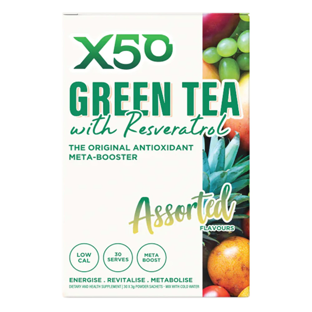 X50 - Green Tea + Resveratrol Antioxidant Energy Drink - Assorted - 30 Pack