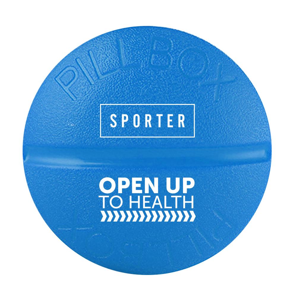 Sporter - Round Pill Box with Sporter Logo - Blue