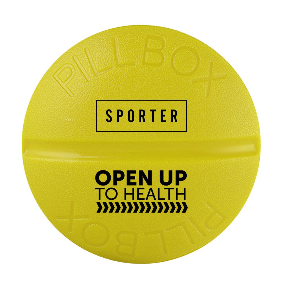 Sporter - Round Pill Box with Sporter Logo - Yellow