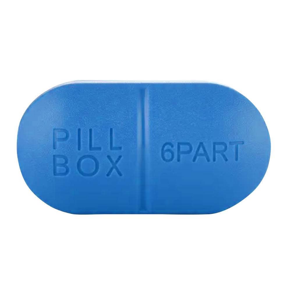 Sporter - Oval Pill Box with 6 Part Compartment - Blue