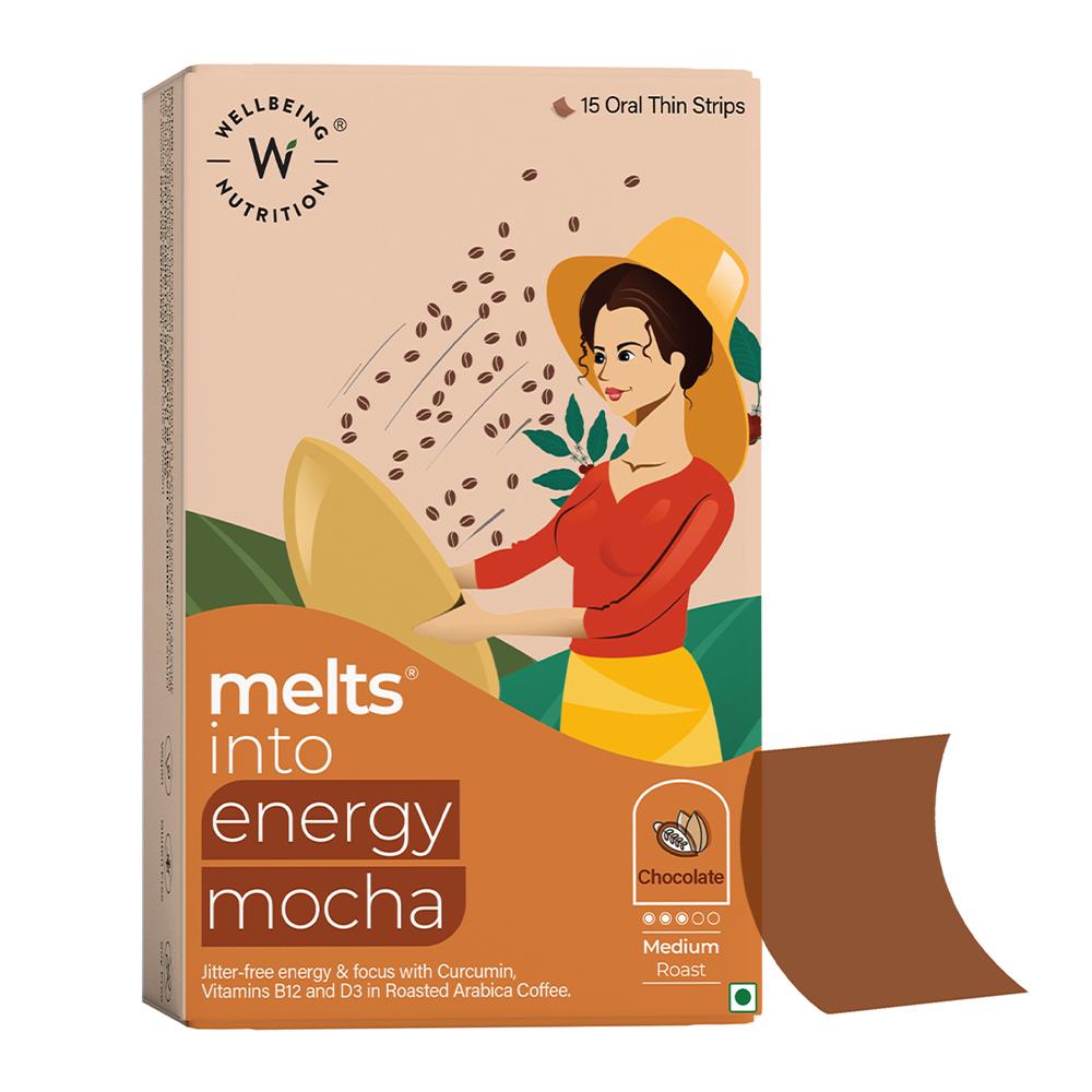 Wellbeing Nutrition - Melts Into - Energy Mocha Medium Roast - 15 Oral Thin Strips