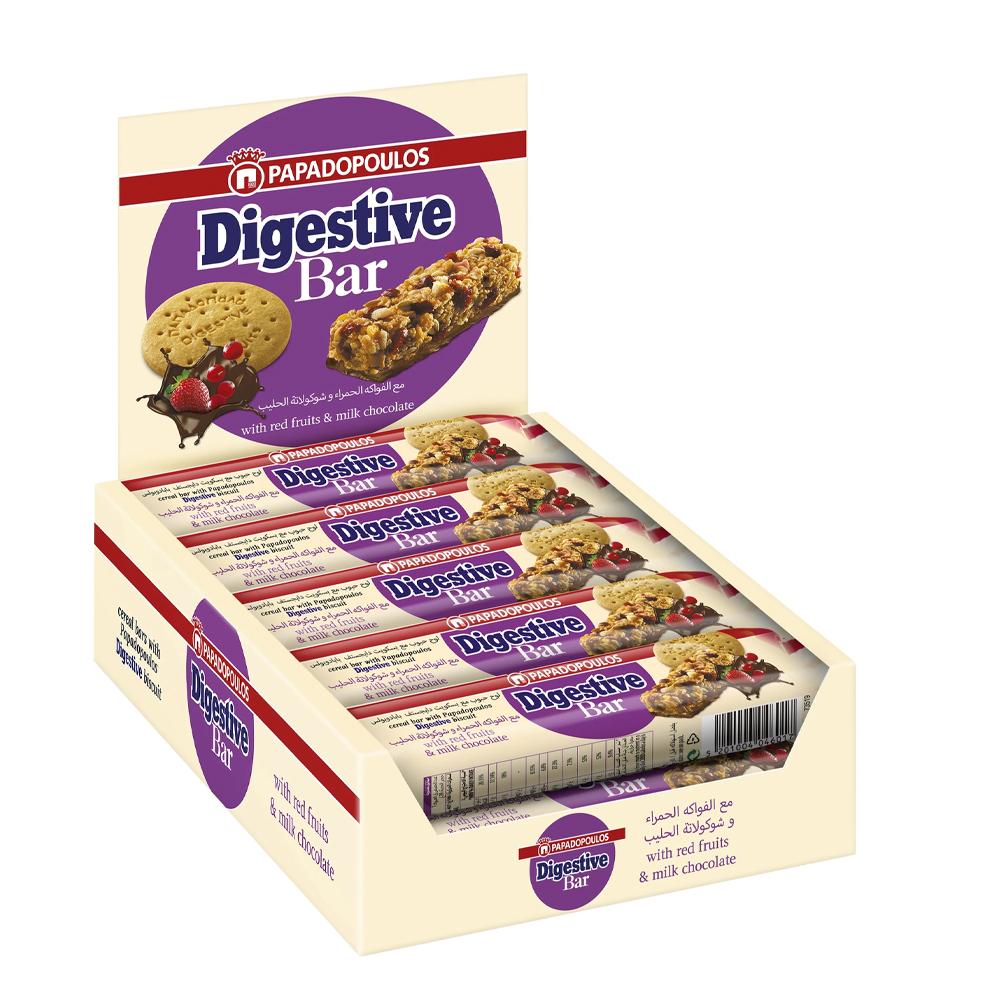 Papadopoulou - Digestive Bar - Red Fruits & Milk Choco - Box of 10