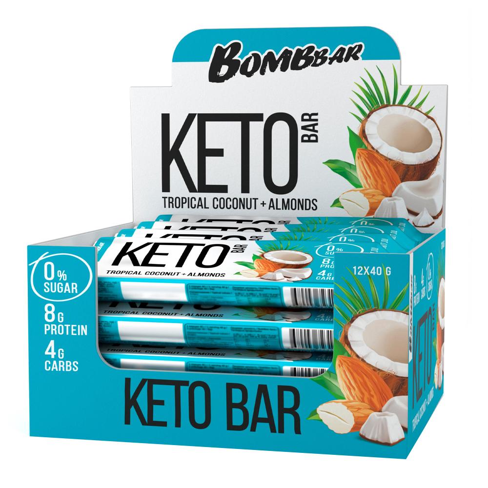 BombBar - Keto Bar Tropical - Coconut and Almond - Box of 12