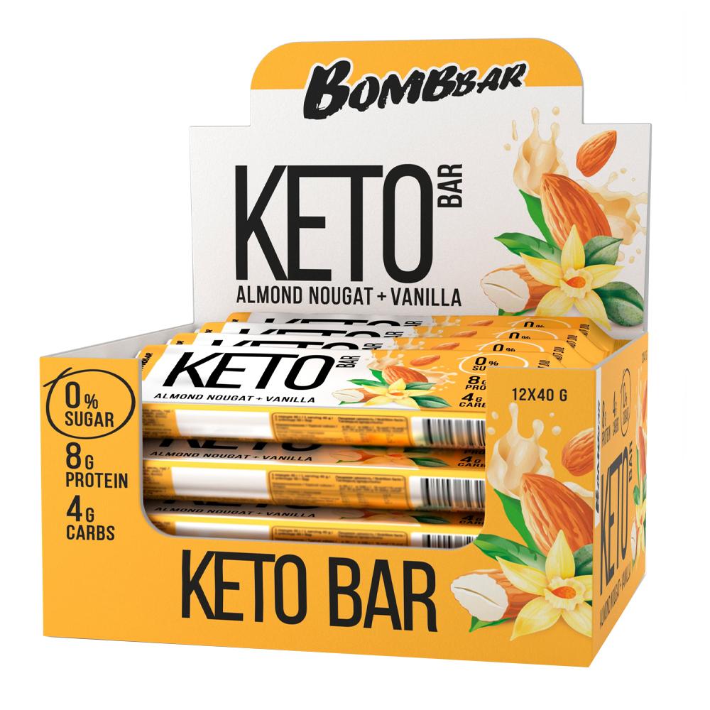 BombBar - Keto Bar Tropical - Almond Nougat and Vanilla - Box of 12