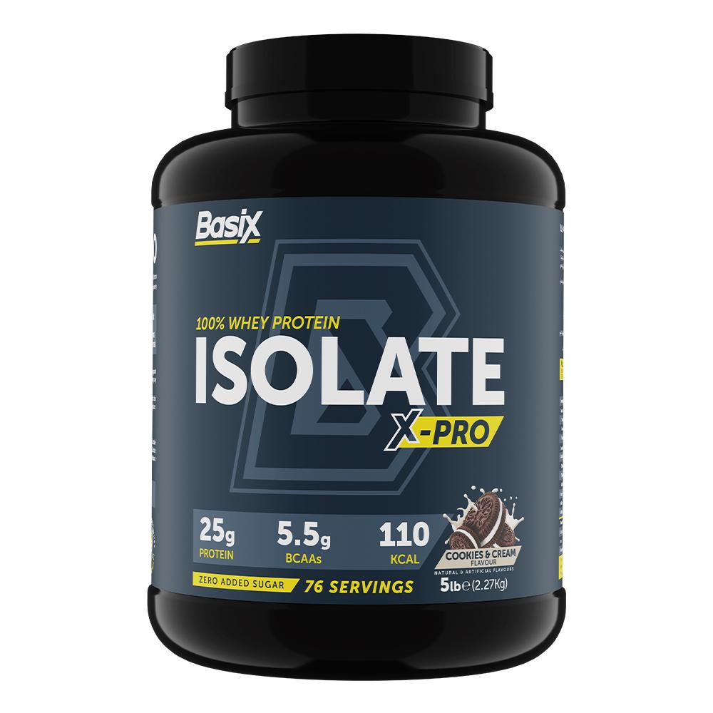 Basix - 100% Whey Protein Isolate X-Pro - Cookies & Cream Flavour - 5 LB