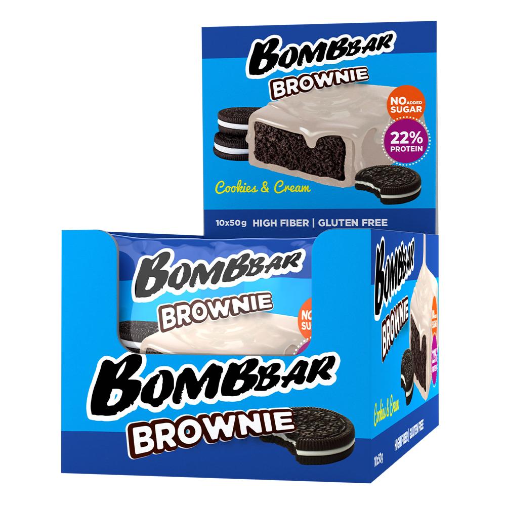 BombBar - Protein Brownie - Cookies & Cream - Box of 10