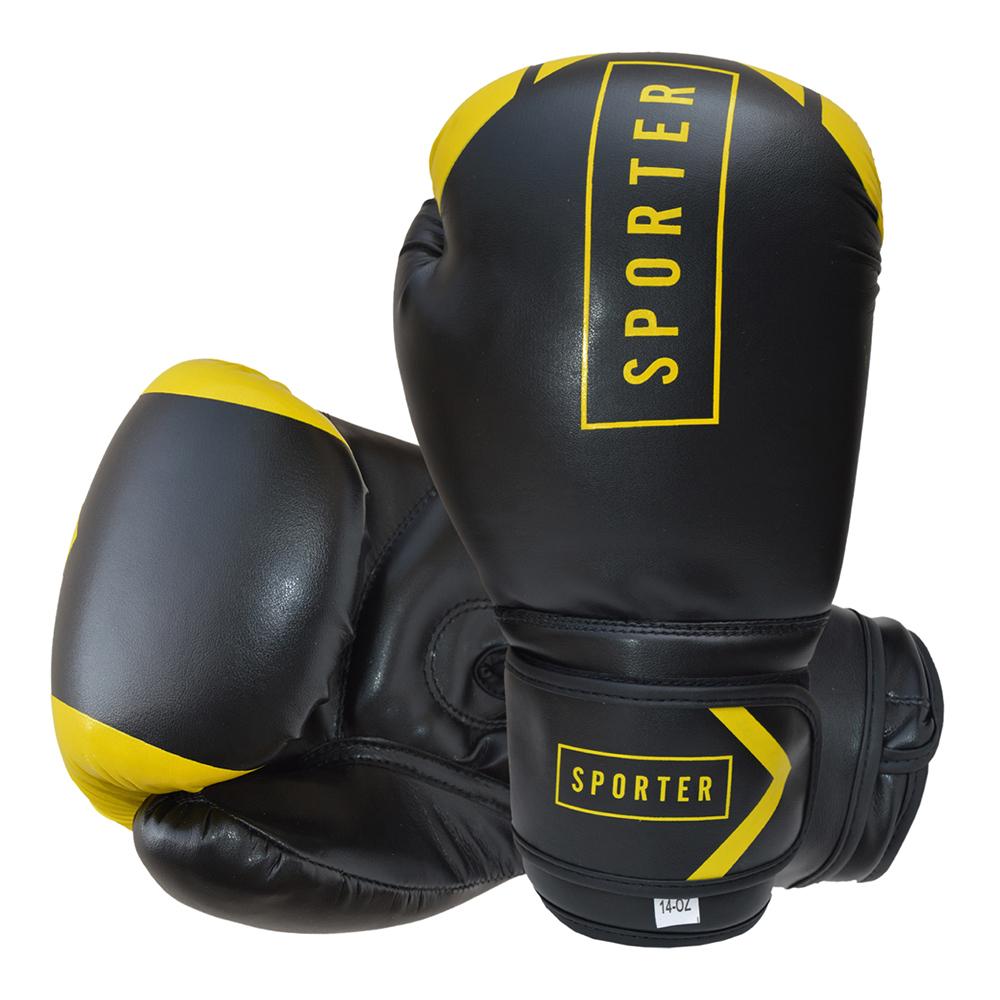 Sporter Boxing Gloves - Black/Yellow - 10 oz